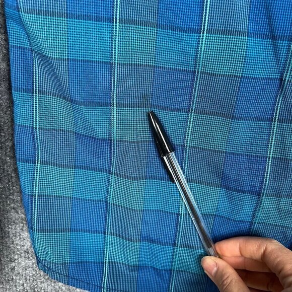 PrAna Men's Button Down Long Sleeve Organic Cotton Blend Blue Shirt Sz‎ M - Picture 4 of 9